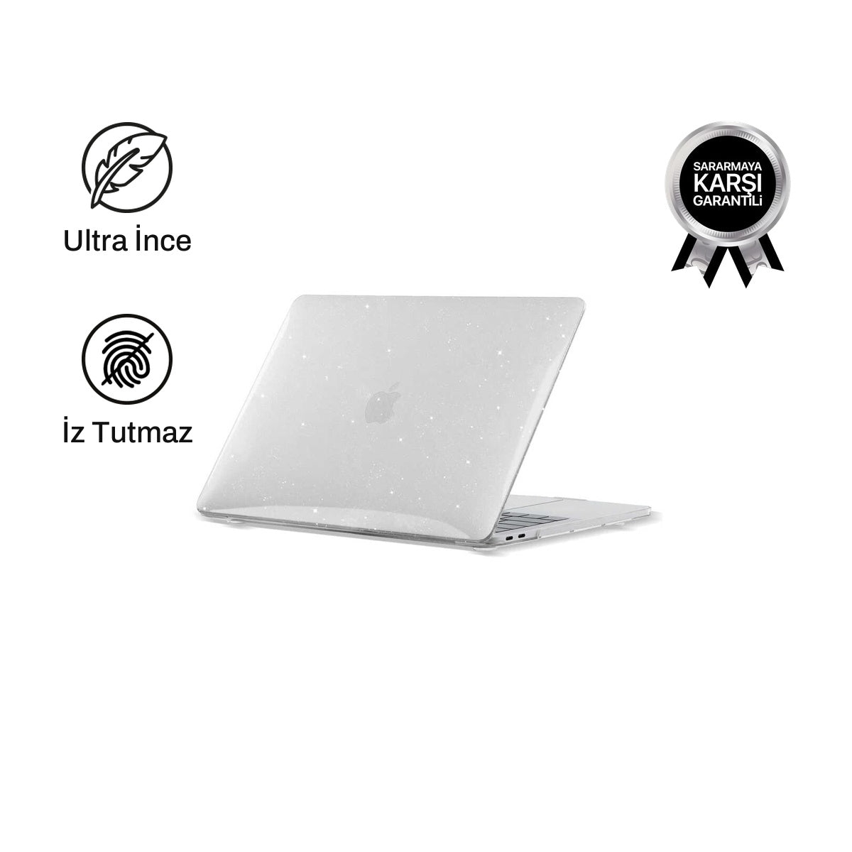 MacBook Air 13.6'' 2022-2024 ile Uyumlu Simli Şeffaf Kılıf | bastcase