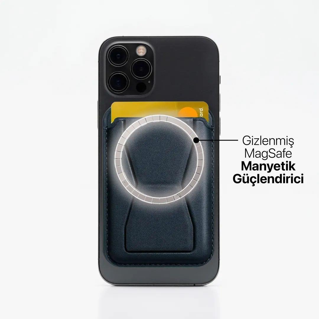 MagSafe Cüzdan & Stand MagSafe Cüzdan & Stand - Gece Mavisi | bastcase - Detaylı Ürün Çekimi
