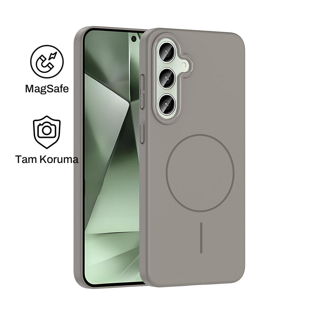 Samsung S24 FE Raye Sert Telefon Kılıfı - Gri | bastcase - Ön ve Arka Görünüm