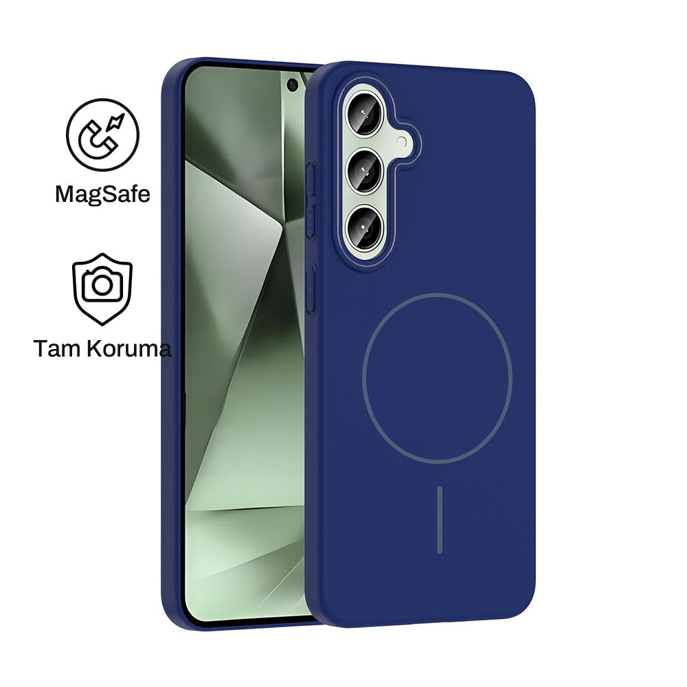 Samsung S24 FE Raye Sert Telefon Kılıfı - Lacivert | bastcase - Ön ve Arka Görünüm