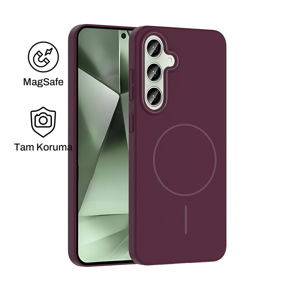 Samsung S24 FE Raye Sert Telefon Kılıfı - Mürdüm | bastcase - Ön ve Arka Görünüm