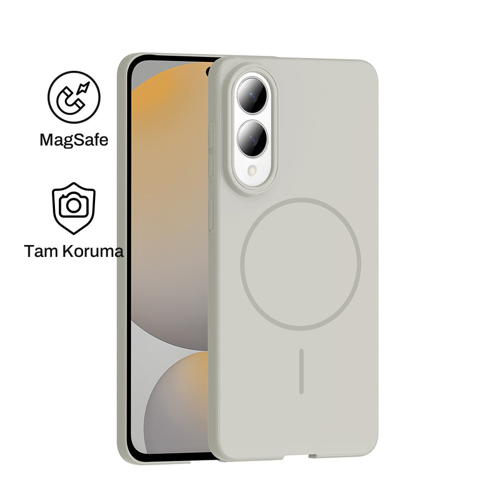 Samsung S25 Edge Raye Sert Telefon Kılıfı - Gri | bastcase - Ön ve Arka Görünüm