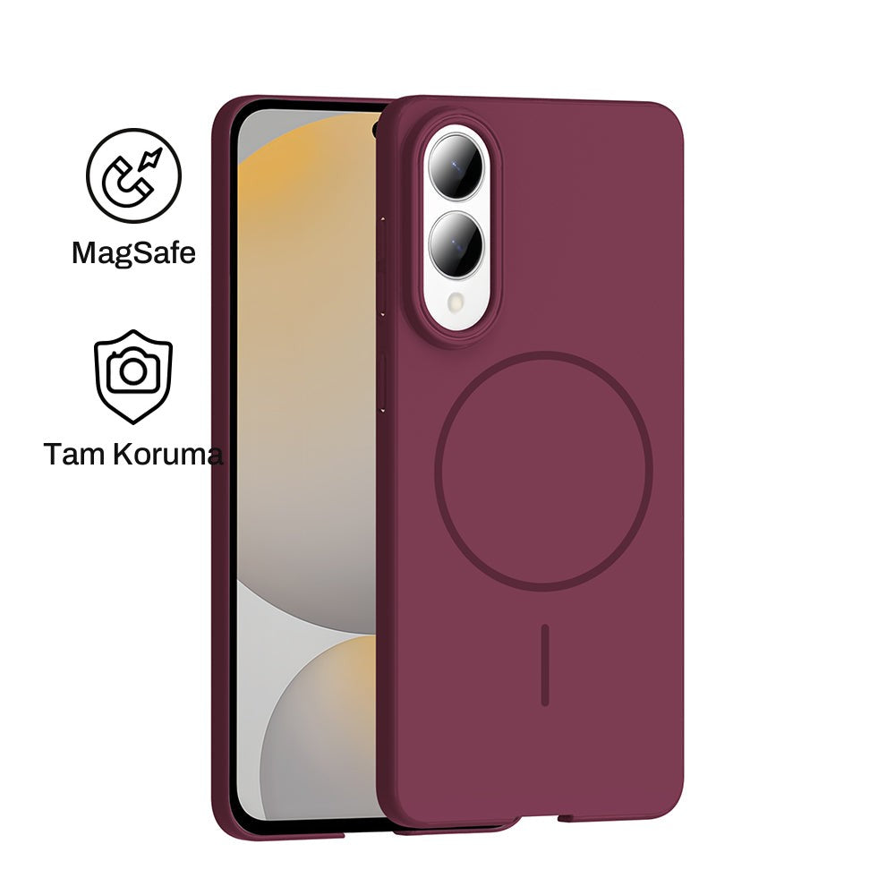 Samsung S25 Edge Raye Sert Telefon Kılıfı - Mürdüm | bastcase - Ön ve Arka Görünüm