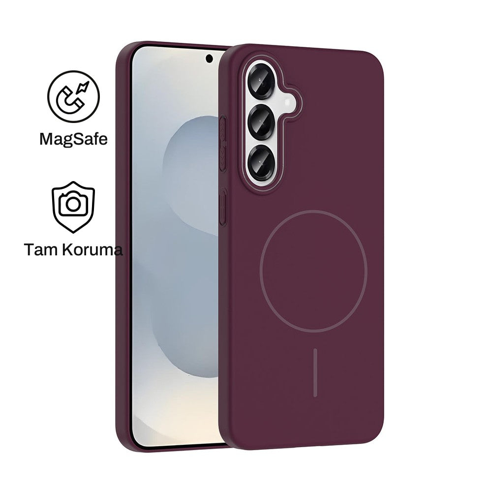 Samsung S25 Plus Raye Sert Telefon Kılıfı - Mürdüm | bastcase - Ön ve Arka Görünüm