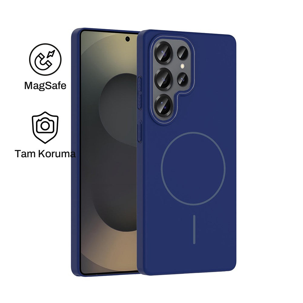 Samsung S25 Ultra Raye Sert Telefon Kılıfı - Lacivert | bastcase - Ön ve Arka Görünüm