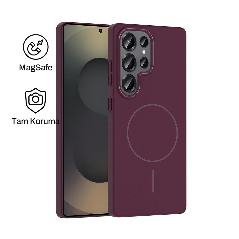 Samsung S25 Ultra Raye Sert Telefon Kılıfı - Mürdüm | bastcase - Ön ve Arka Görünüm