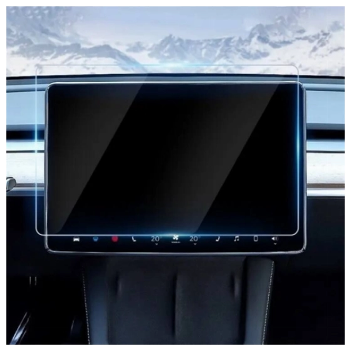 Tesla Model Y 9H Temperli Cam Araç İçi Multimedya 2in1 Ekran Koruyucu | bastcase - Farklı Açı Duruşu