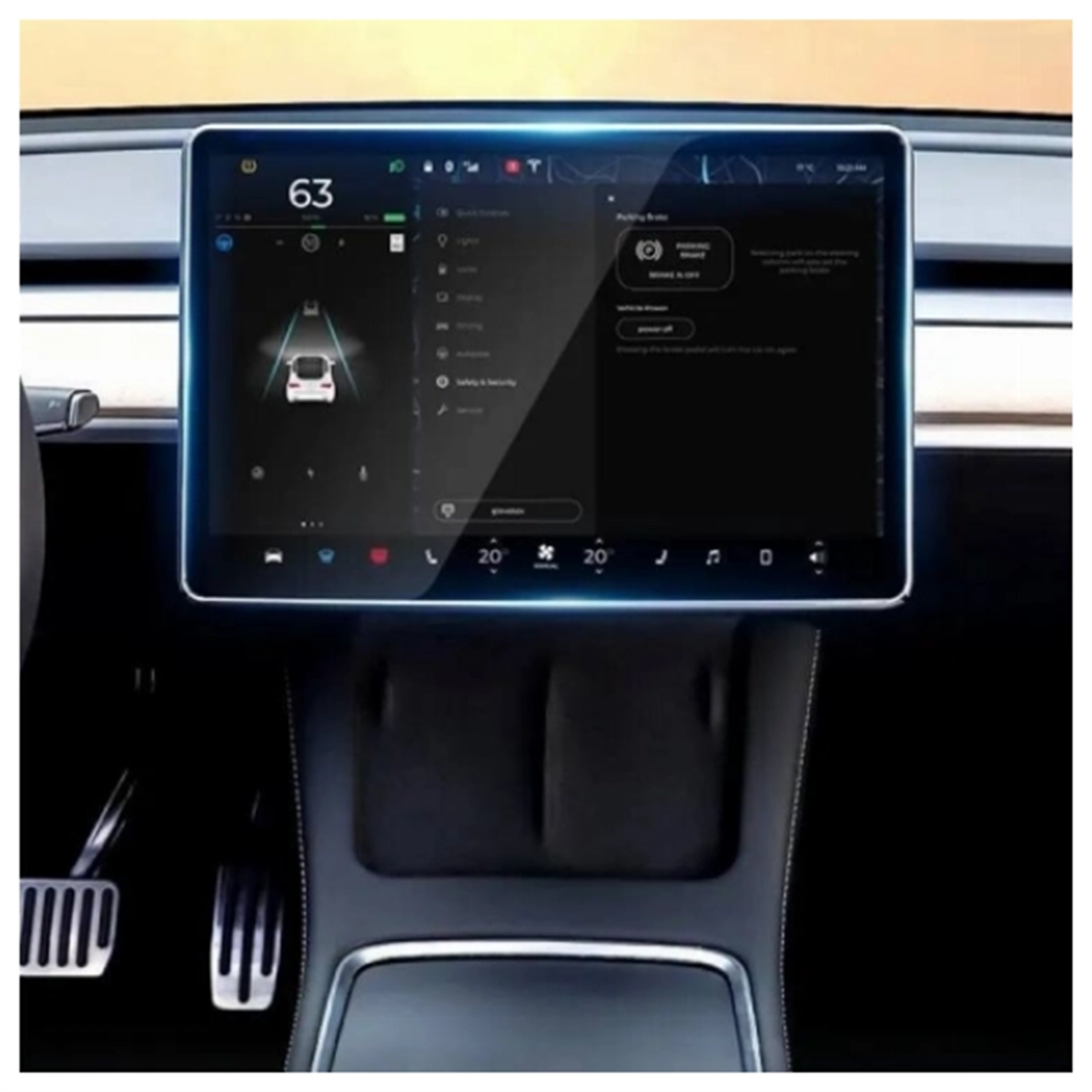 Tesla Model Y 9H Temperli Cam Araç İçi Multimedya 2in1 Ekran Koruyucu | bastcase - Kullanım Görseli