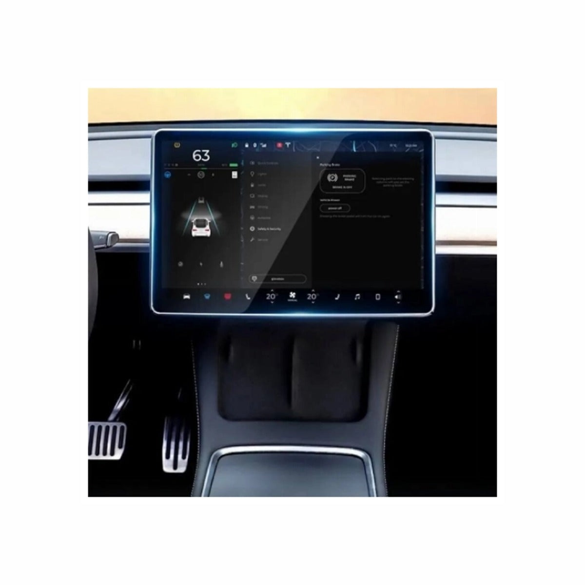 Tesla Model Y 9H Temperli Cam Araç İçi Multimedya 2in1 ile Uyumlu Ekran Koruyucu